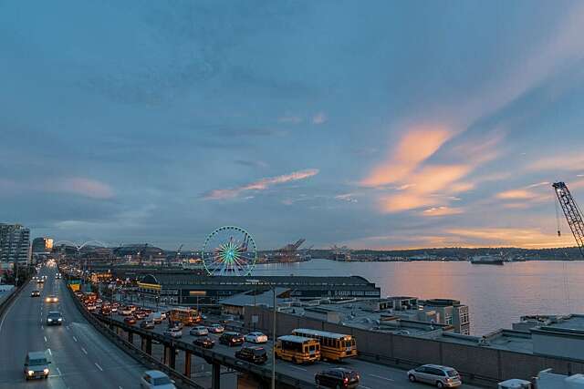 Seattle waterfront at dusk 2021 08 31 06 52 19 utc